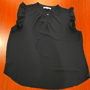 Loft Fluttersleeve Vneck Popover Top Black XL